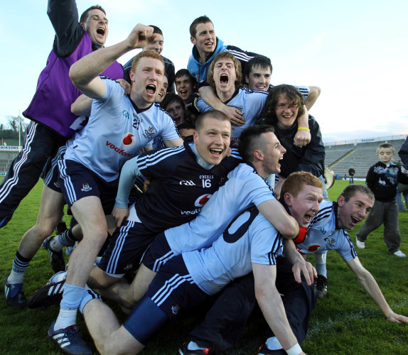 Dublin players celebrate at the end of the gam
