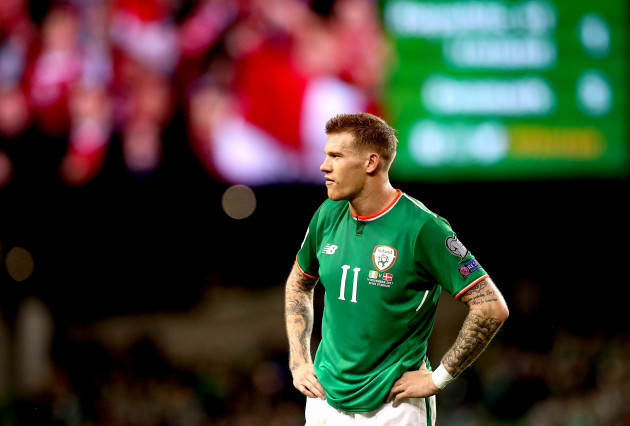 James McClean dejected after the match