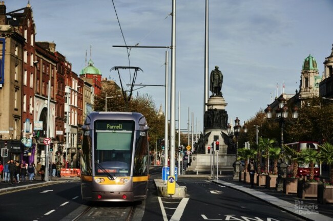 Trams being tested on the newly completed tracks