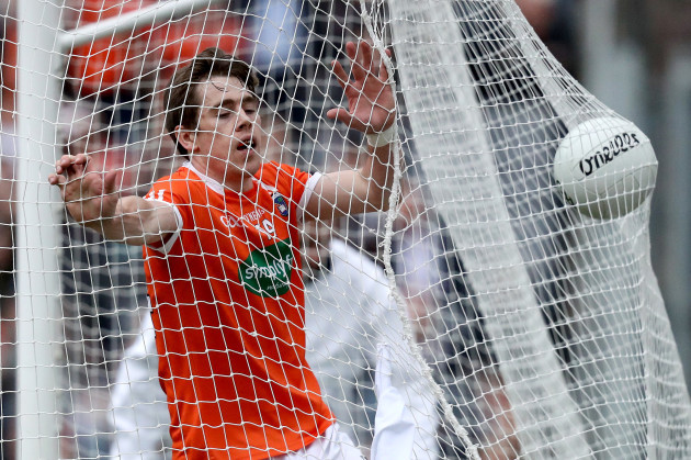 Armagh’s Andrew Murnin scores the opening goal