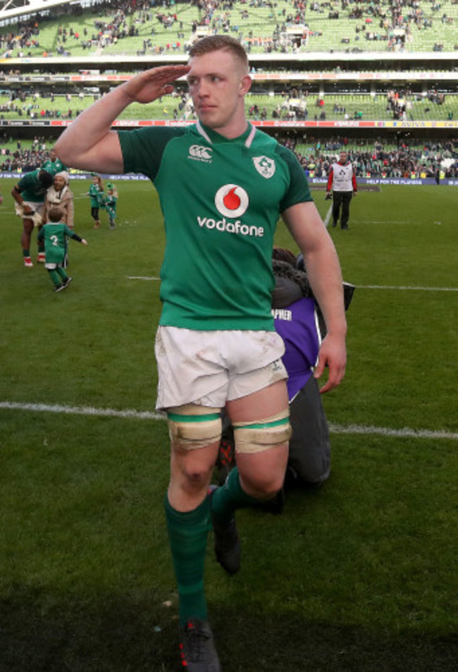 Dan Leavy celebrates after the game