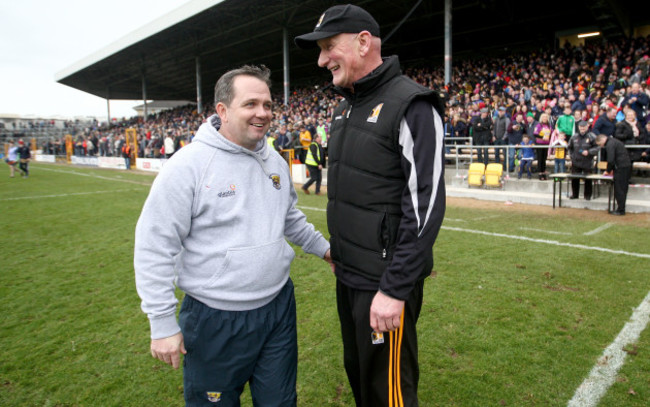 Davy Fitzgerald and Brian Cody at the end of the game