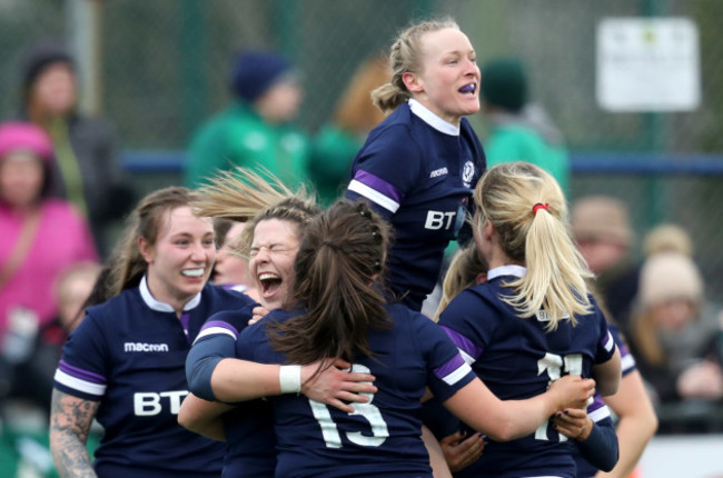 The Scotland team celebrate winning