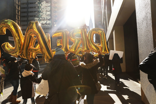 Activists Demonstrate Against Financial Companies Poised To Profit From Trump's Border Wall