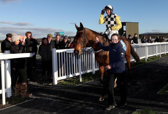 Paul Townend with Next Destination in the parade ring after the race