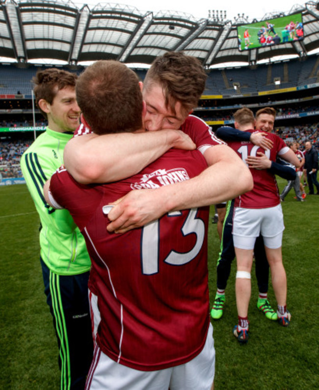 Gary Sice celebrates with Johnny Heaney