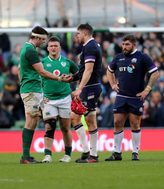 James Ryan with Grant Gilchrist after the game