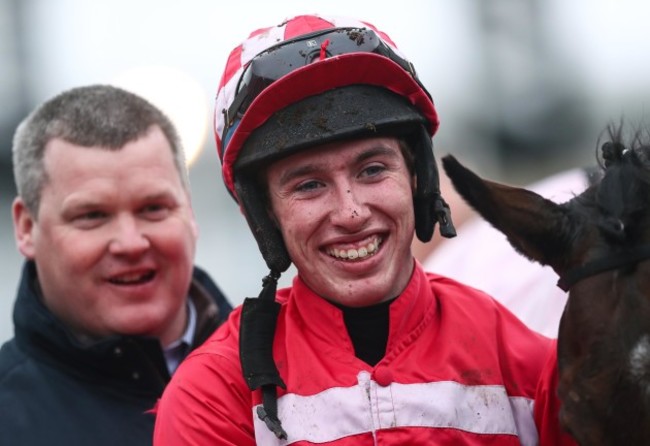 Jack Kennedy with Gordon Elliott after winning with Veneer of Charm