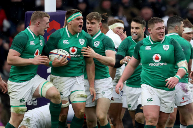 CJ Stander celebrates scoring a try