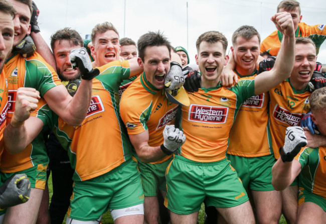 Corofin players celebrate after the game