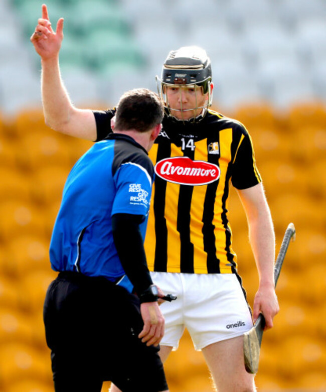 Walter Walsh argues with Paul O'Dwyer after a goal was disallowed