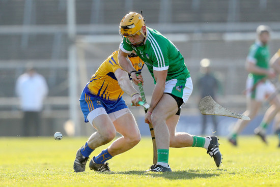 Tom Morrissey breaks the hurley of David McInerney