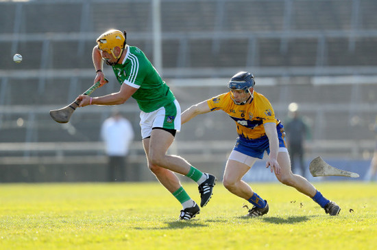 Tom Morrissey breaks the hurley of David McInerney