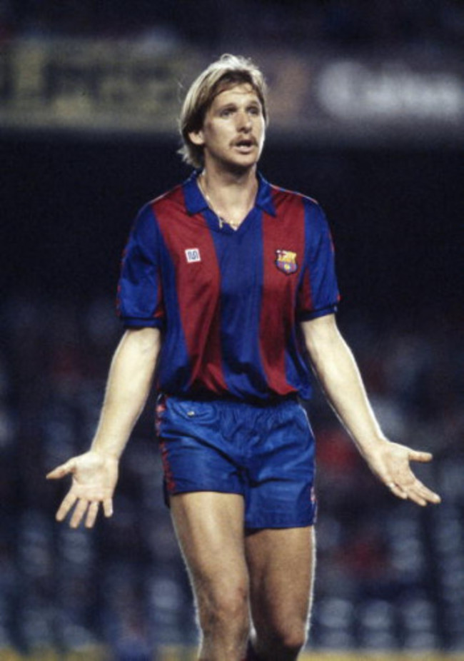 Sport.. Football. pic: 21st October 1987. UEFA. Cup 2nd Round Ist Leg. Bernd Schuster, Barcelona. Bernd Schuster won 21 West Germany international caps, but was often in dispute with the German Football Association.