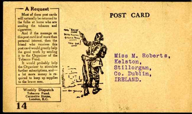 Front of post card RDFA1.02.002b from Private S. Martin to Monica Roberts