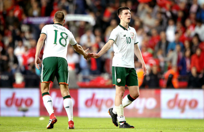 Declan Rice and David Meyler dejected