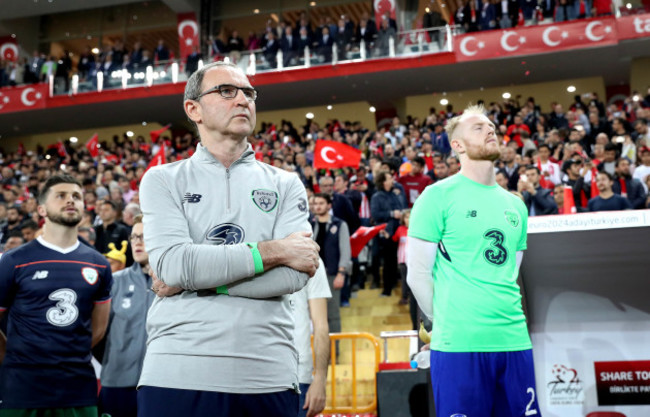 Martin O'Neill during the national anthem