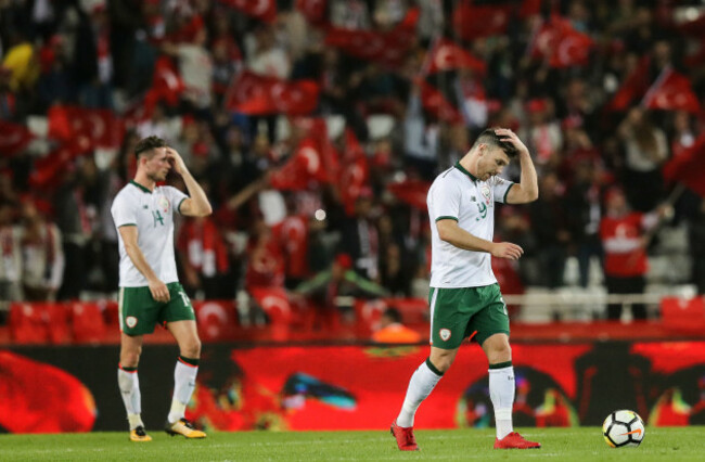 Scott Hogan dejected after his side conceded a goal
