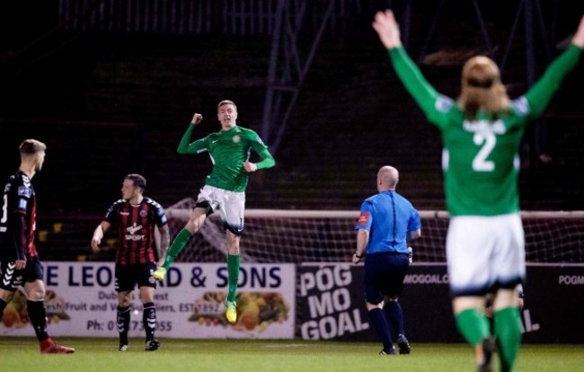 Daniel Kelly celebrates scoring a goal