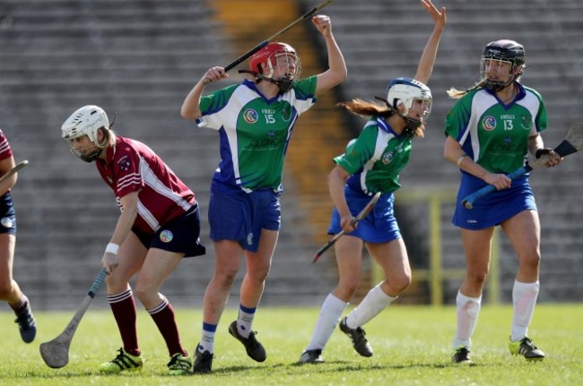 Shauna Beatty celebrates scoring a goal