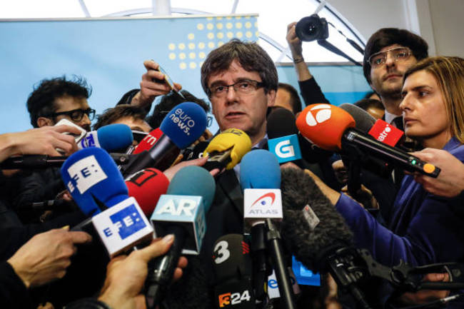 Catalan President Roger Torrent Meets Former Catalan President Carles Puigdemont