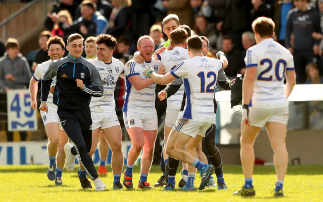 Cian Mackey celebrates with Oisin Kiernan after the game