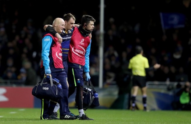 Rhys Ruddock leaves the field due to injury