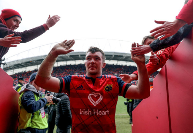 Peter O'Mahony celebrates after the game