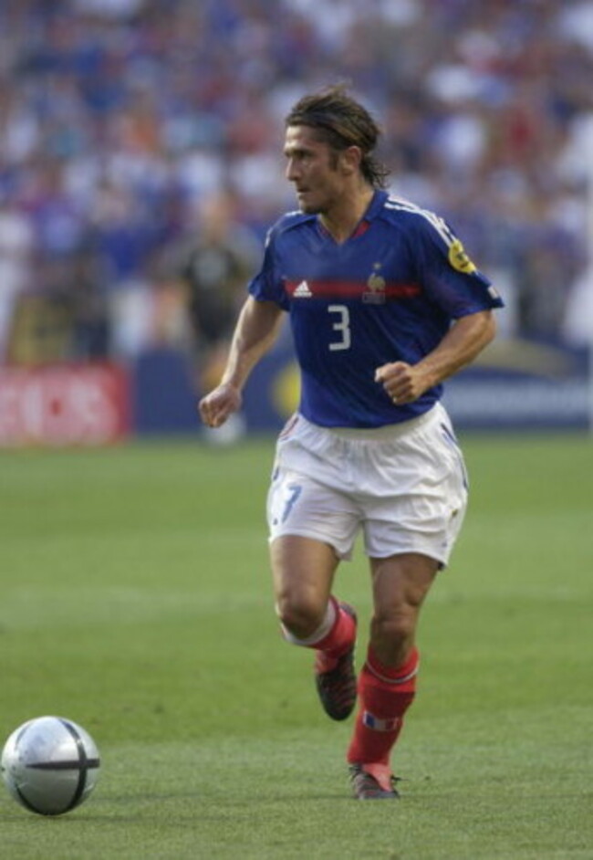 BT Sport. Football. UEFA European Championships. Euro 2004. Estadio Da Luz, Lisbon. 13th June 2004. France 2 v England 1. Bixente Lizarazu of France.