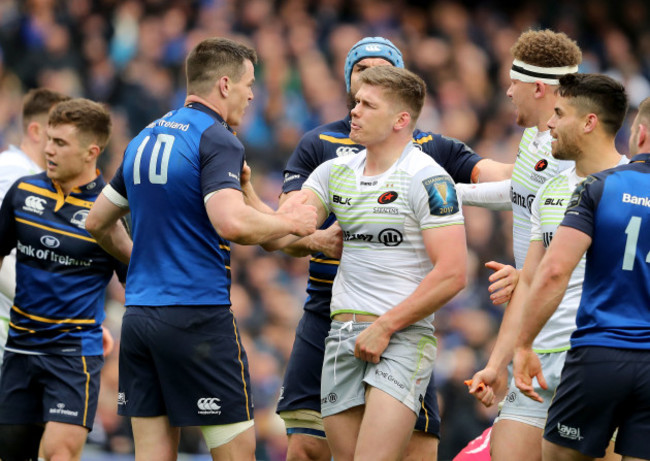 Johnny Sexton with Owen Farrell scuffle