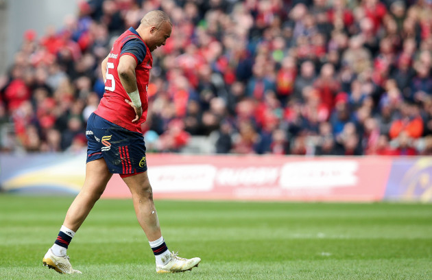 Simon Zebo dejected after being forced to leave the field with injury