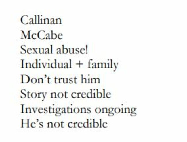 callinan notes