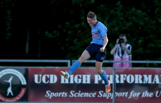 Ryan Swan celebrates scoring a goal