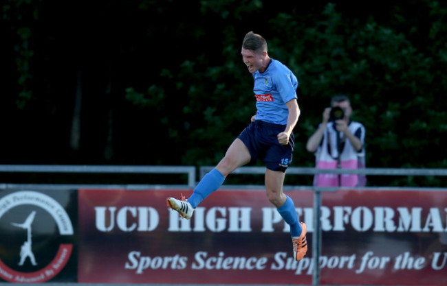 Ryan Swan celebrates scoring a goal