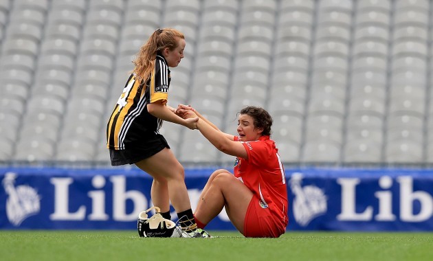 Linda Collins consoled by Niamh Sweeney