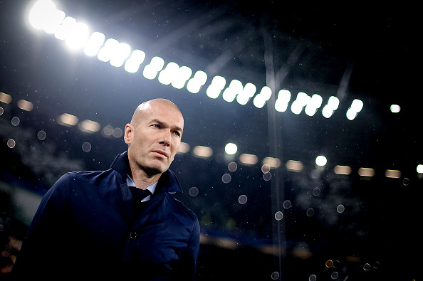 Zinedine Zidane, head coach of Real Madrid CF, looks on