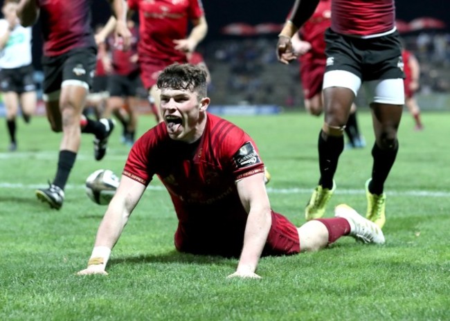 Calvin Nash celebrates his try