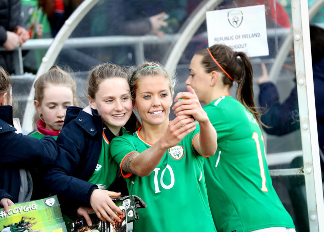 Denise O'Sullivan with fans after the game