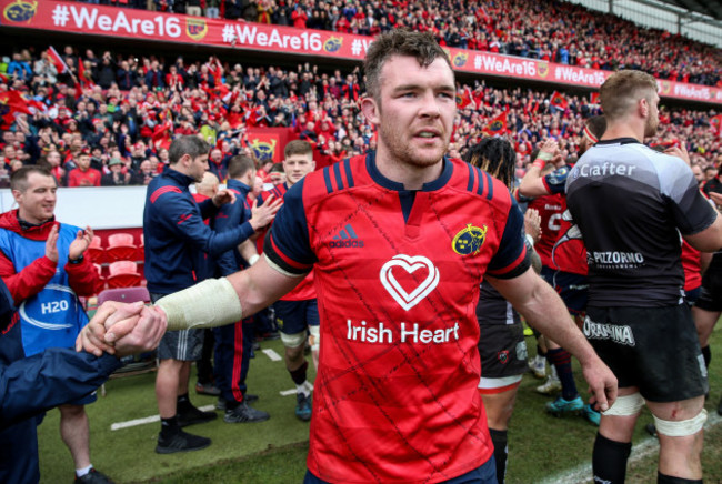 Peter O'Mahony celebrates after the game