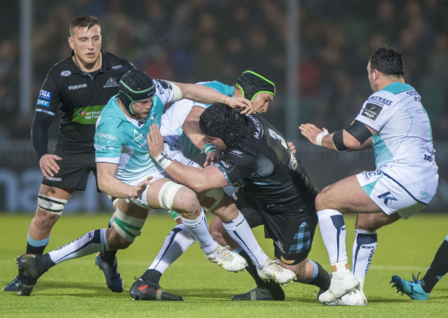 Zander Fagerson with Eoin McKeon, Ultan Dillane and Denis Buckley