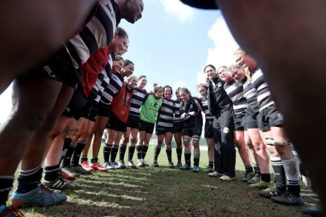 Old Belvedere players celebrate after the game