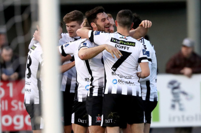 Patrick Hoban celebrates scoring his sides second goal with his team mates