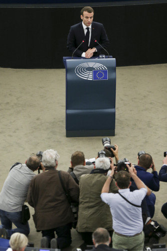 France: French President Macron At EU Parliament