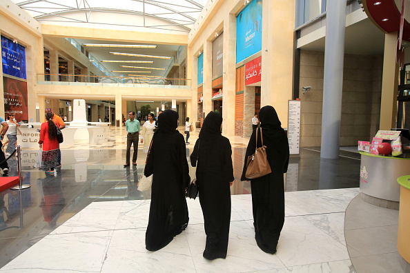 Muslim women wearing abaya