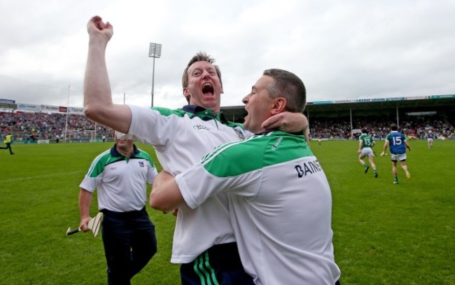 TJ Ryan celebrates with selector Paul Beary at the final whistle