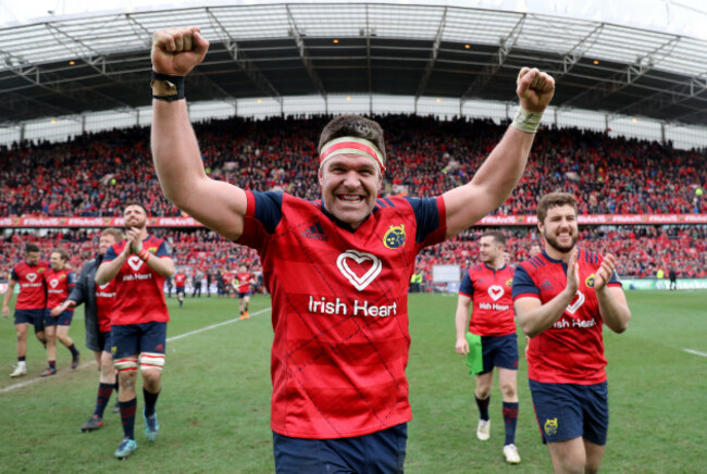 Billy Holland celebrates after the game