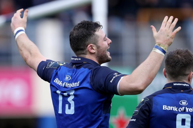 Robbie Henshaw reacts after having a try disallowed