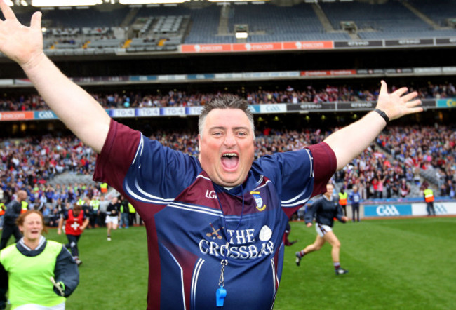 Peter Leahy celebrates at the final whistle