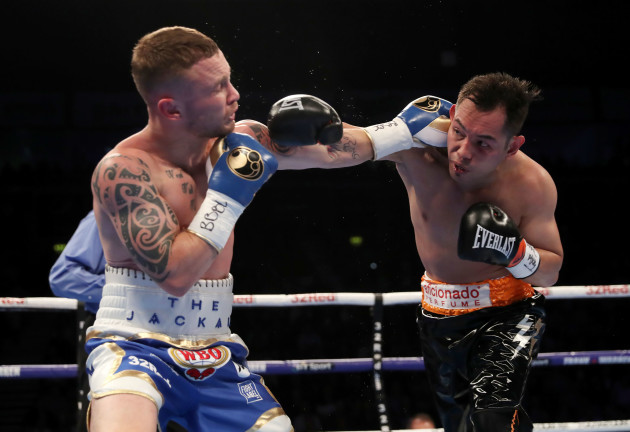 Carl Frampton (left) in action against Nonito Donaire