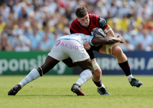 Jack O'Donoghue tackled by Yannick Nyanga